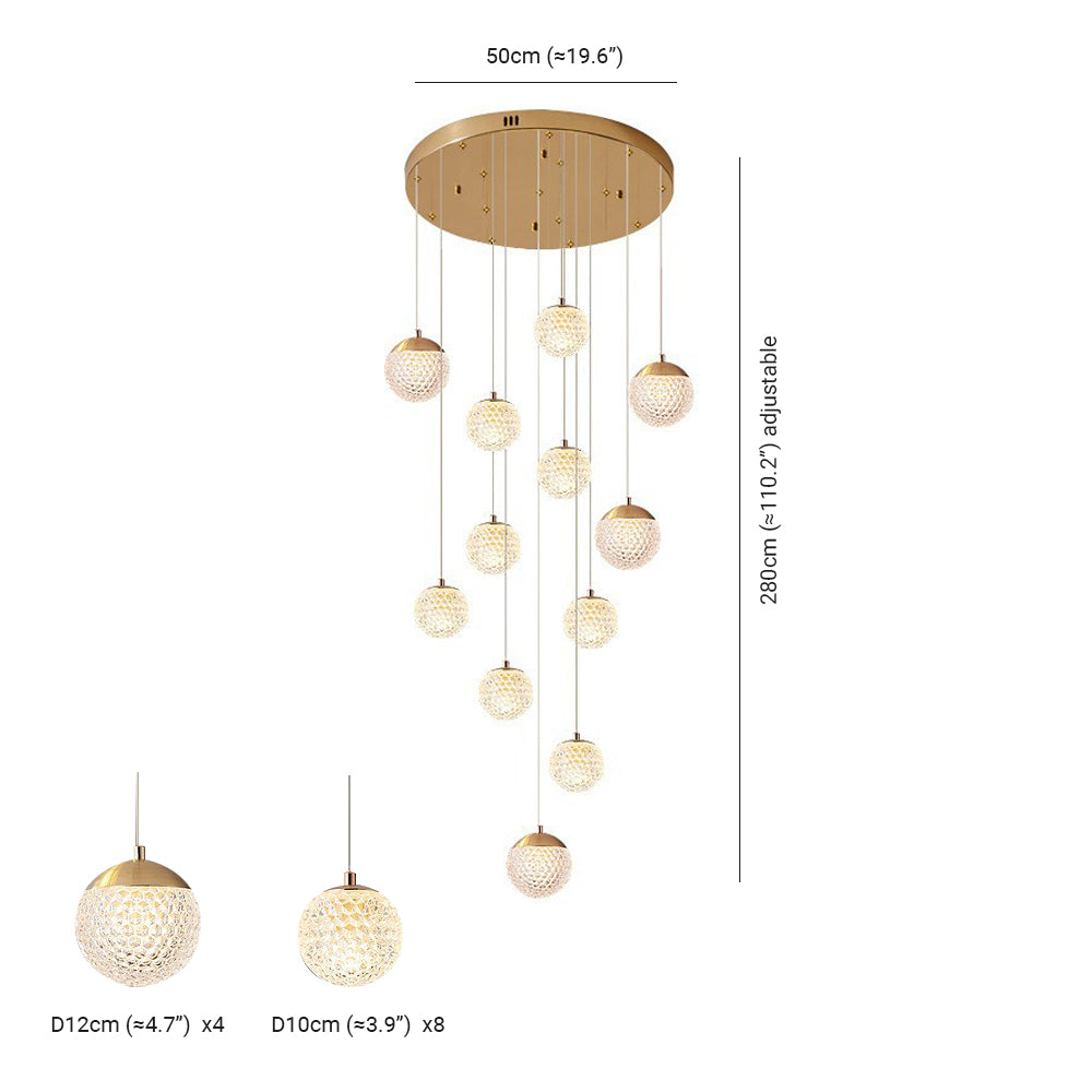 Arisha Luminaires Suspensions Multi/Bulle Moderne Métal/Acrylique Doré Chambre à Coucher - Neutralighting