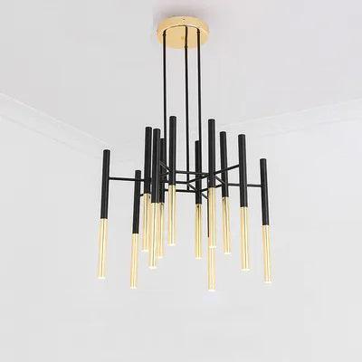 Solara Lustre Moderne Tiges Noir Or - Neutralighting