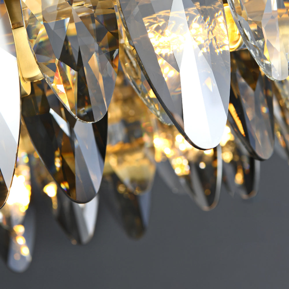 Kristy Suspension Anneau Contemporaine, Métal/Cristal, Noir/Or, Chambre à Coucher/Salle à Manger