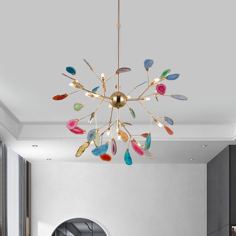 Arisha Art LED Suspension Bleu Métal Agate Salon Chambre à coucher - Neutralighting
