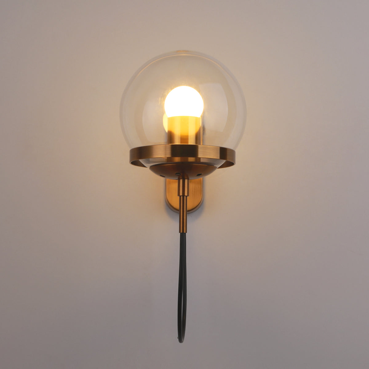 Silva Applique Murale à Ampoule LED Globe Rétro, Métal, Noir/Bronze, Salon - Neutralighting