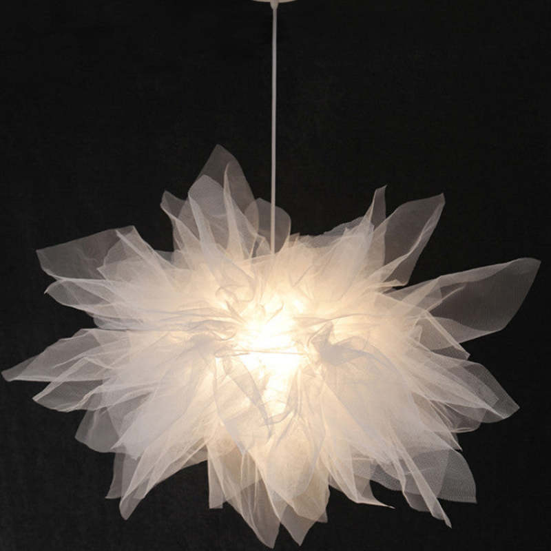 Arisha Suspension Moderne en Forme de Fleur, Tissu, Blanc, Salon/Chambre à Coucher - Neutralighting