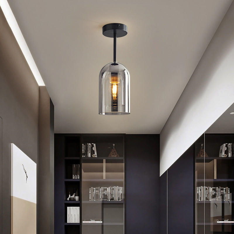 Arisha Plafonnier Cylindre Moderne, Cuivre/Verre, Cognac/Gris Fumé, Salon - Neutralighting