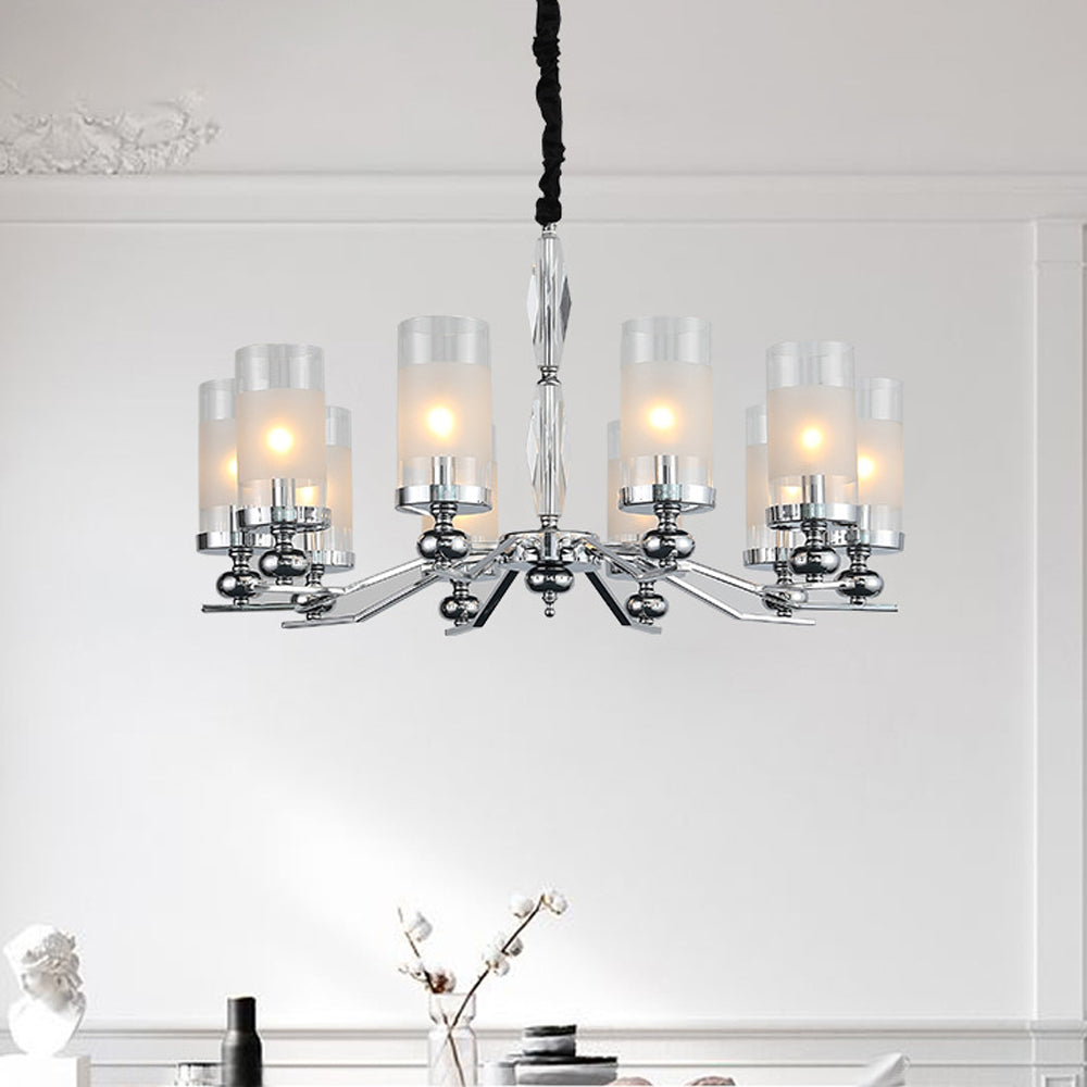 Silva Suspension Cylindre Moderne, Métal/Verre, Chromé, Salon/Salle à Manger - Neutralighting