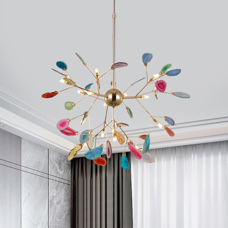 Arisha Art LED Suspension Bleu Métal Agate Salon Chambre à coucher - Neutralighting