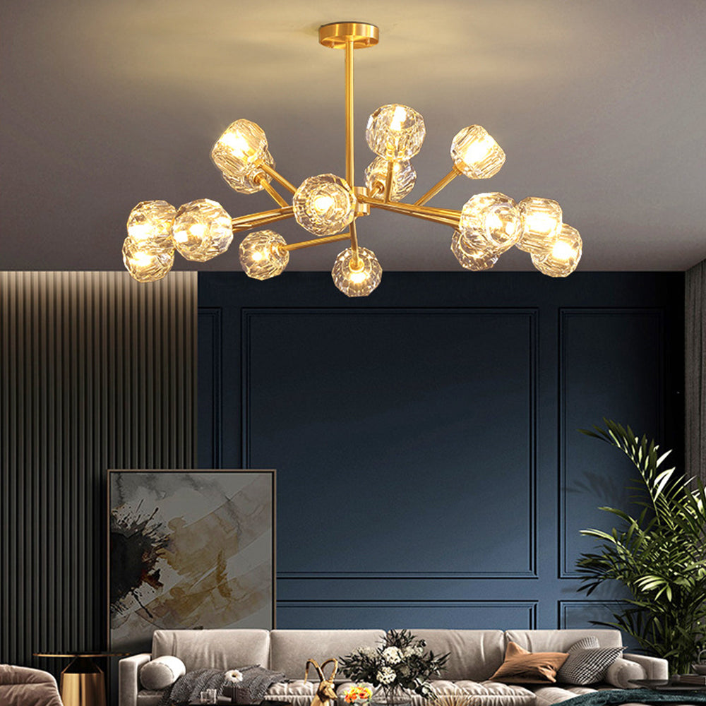 Valentina Luminaires Suspensions Multi Balle Moderne Cuivre/Cristal Noir/Doré Salon/Salle à Manger