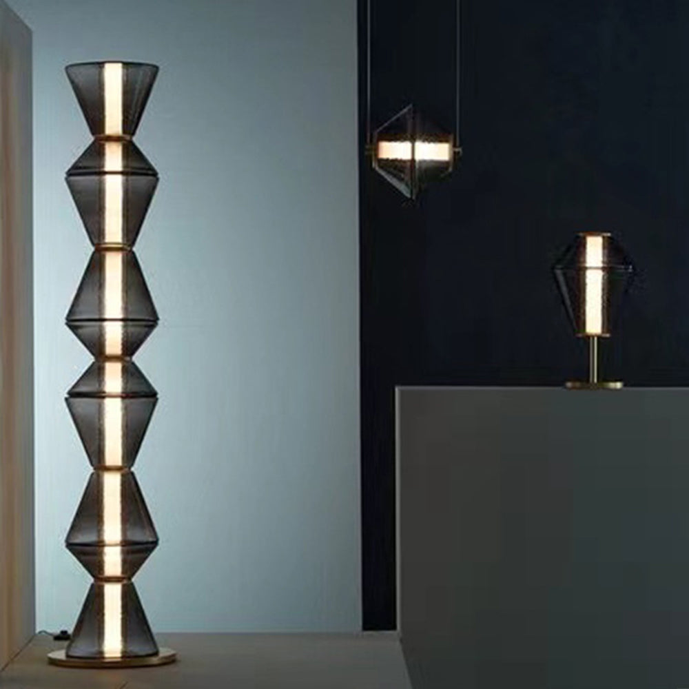 Arisha Suspension/Lampadaire Irrégulier Moderne, Verre/Metal, Noir, Chambre