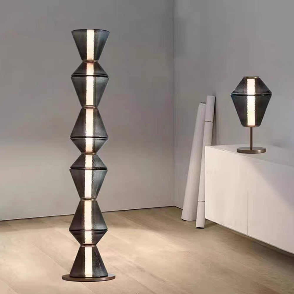 Arisha Suspension/Lampadaire Irrégulier Moderne, Verre/Metal, Noir, Chambre