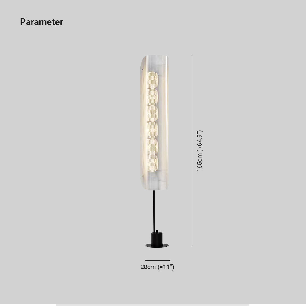 Mira Lampadaire Anneau Minimaliste, Métal/PMMA, Blanc, Salon