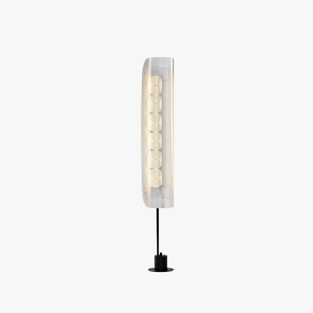 Mira Lampadaire Anneau Minimaliste, Métal/PMMA, Blanc, Salon