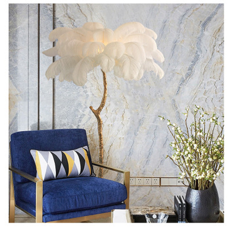 Lampadaire Fleur Luxe Plume/Métal Coloré Salon