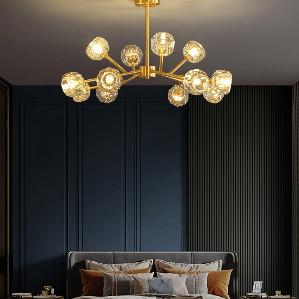 Valentina Luminaires Suspensions Multi Balle Moderne Cuivre/Cristal Noir/Doré Salon/Salle à Manger