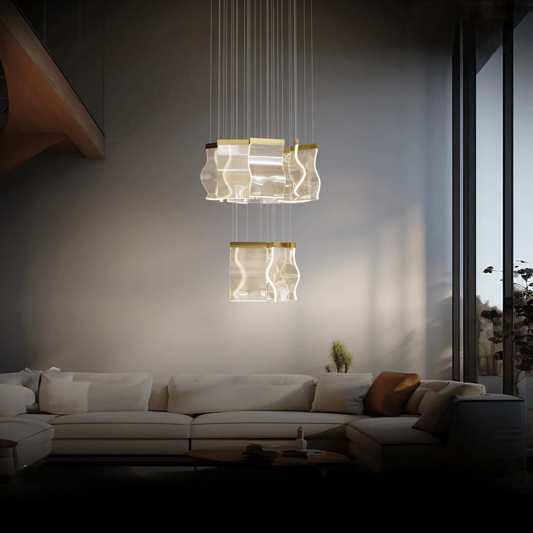 Kristy Moderne Or LED Lustre Métal Acrylique Chambre/Salon