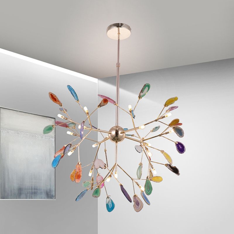 Arisha Art LED Suspension Bleu Métal Agate Salon Chambre à coucher - Neutralighting