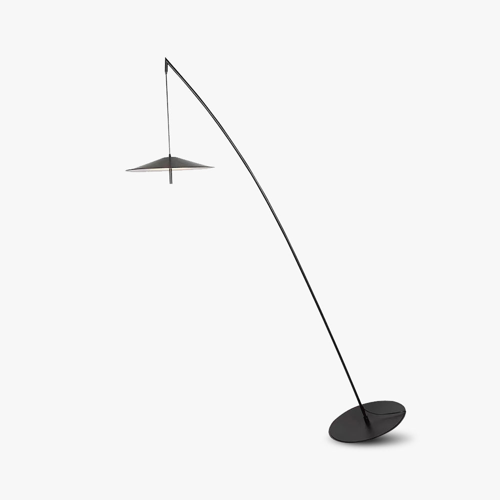 Mira Design Lampadaire Frisbee/Canne à Pêche Simple Métal Noir Grande Salon Intérieur