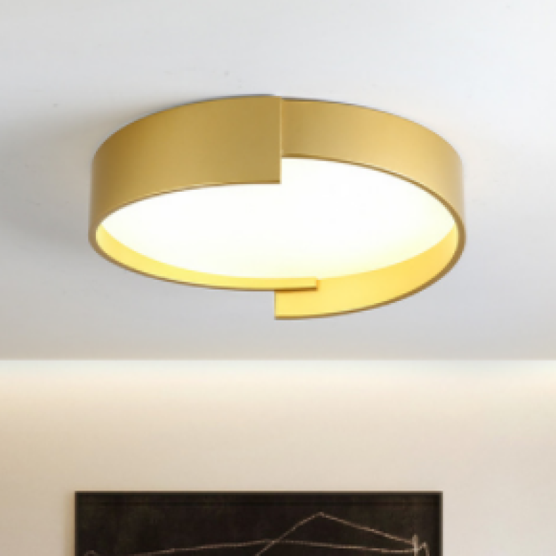 Arisha Plafonnier Rond Moderne, Métal/Acrylique, Blanc/Gris/Vert/Doré, Salon - Neutralighting
