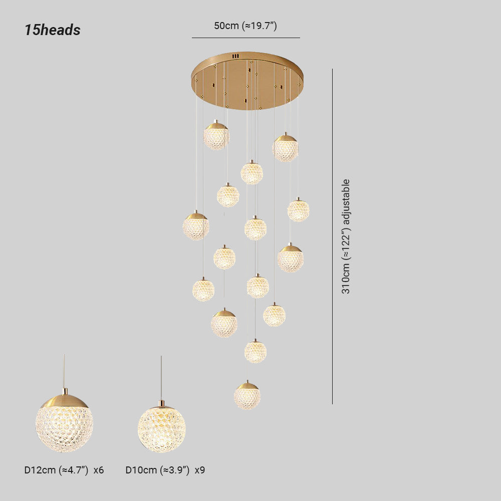 Arisha Luminaires Suspensions Multi/Bulle Moderne Métal/Acrylique Doré Chambre à Coucher - Neutralighting