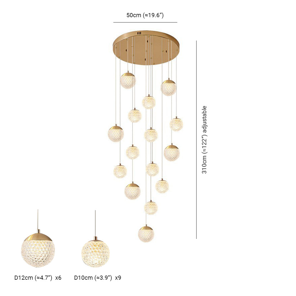 Arisha Luminaires Suspensions Multi/Bulle Moderne Métal/Acrylique Doré Chambre à Coucher - Neutralighting