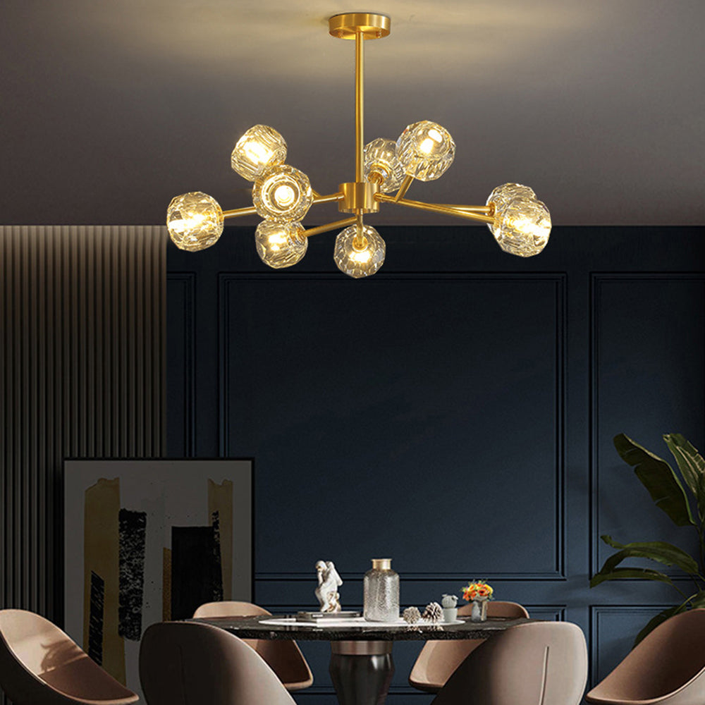 Valentina Luminaires Suspensions Multi Balle Moderne Cuivre/Cristal Noir/Doré Salon/Salle à Manger