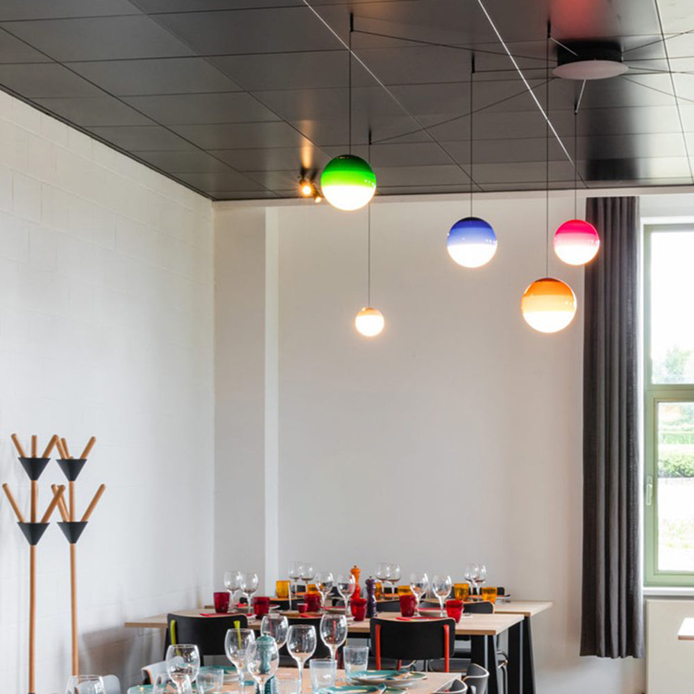 Edith Suspension Bulle Moderne Verre. Noir/Gris/Bleu/Rose. Salon - Neutralighting
