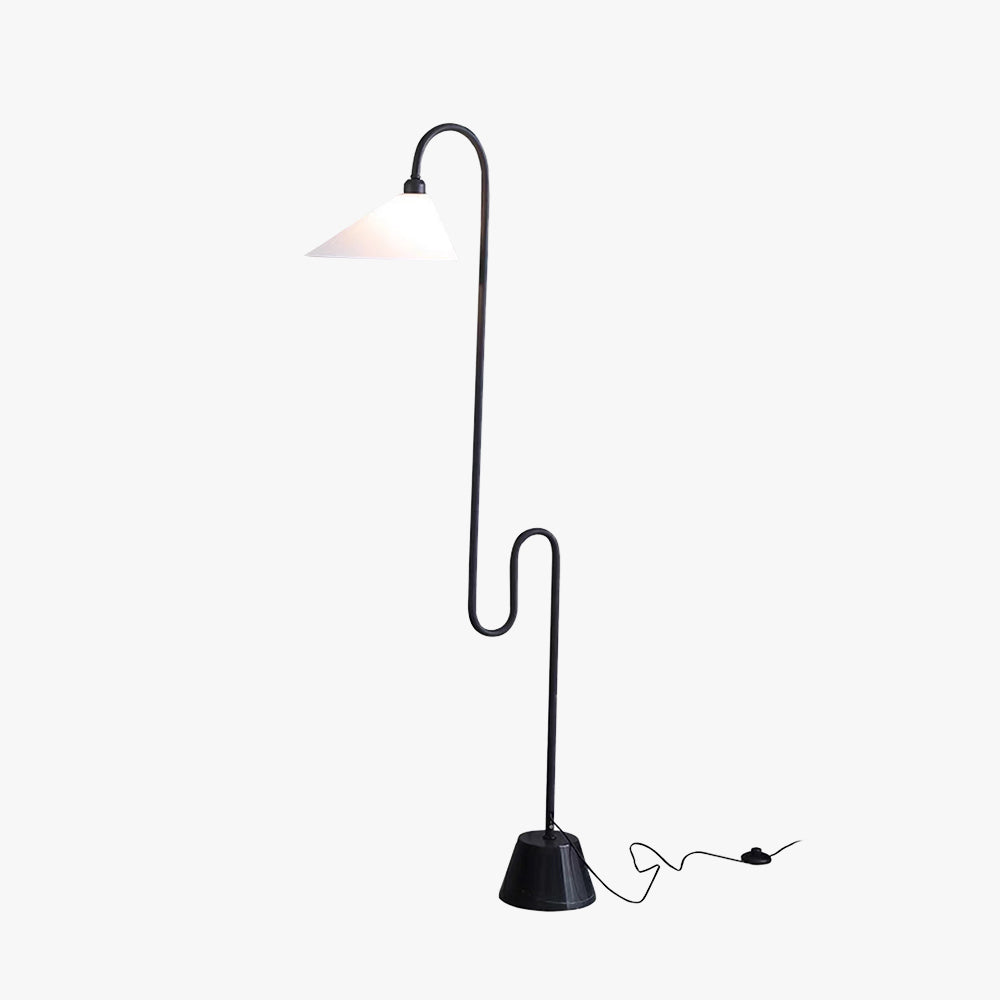 Mira Lampadaire Arche Simple, Métal/Tissu, Blanc/Noir, Chambre