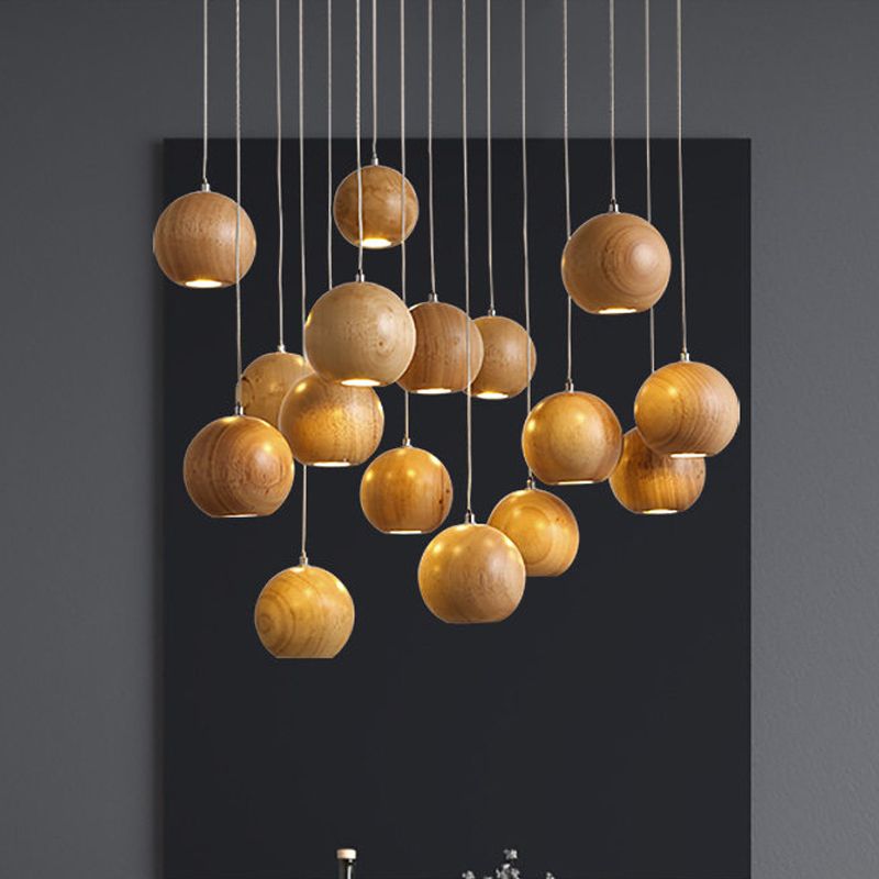 Muto Ball Cluster LED Suspension Bois Salon Chambre à coucher - Neutralighting
