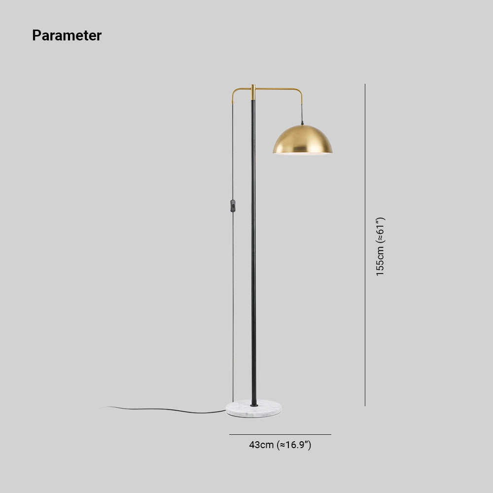 Arisha Design Lampadaire Dôme Simple Métal/Marbre Or Chambre/Salon