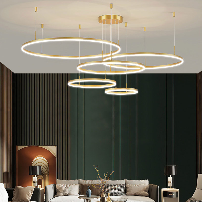 Remi Suspension Anneau Moderne Métal Noir/Doré/Café Salon