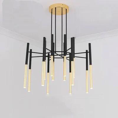 Solara Lustre Moderne Tiges Noir Or - Neutralighting