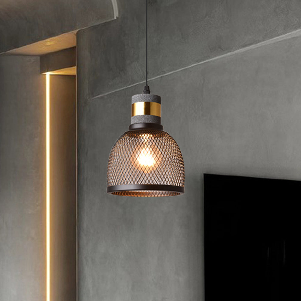 Arisha Suspension Cylindre Industriel, Métal/Ciment, Noir/Gris, Bar