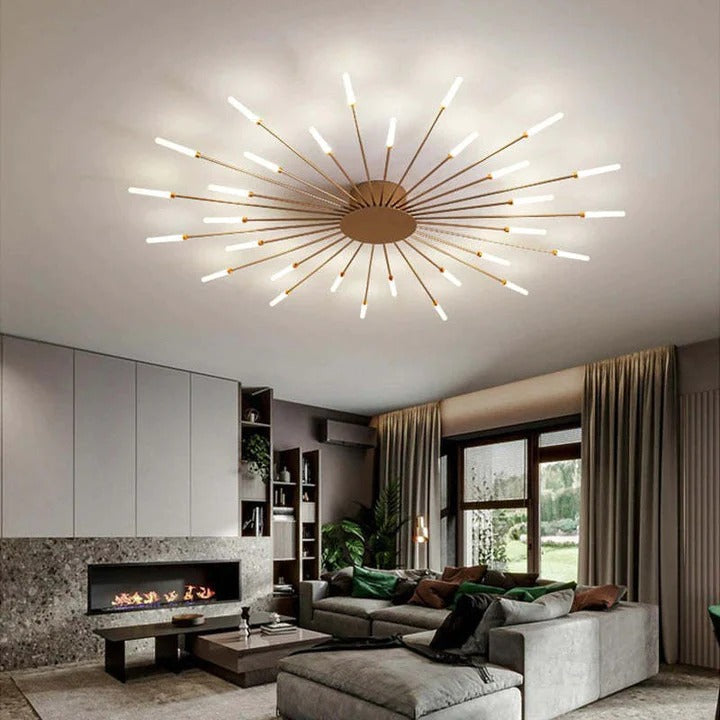 Wesley Plafonnier Fireworks Design Artistique Noir/Doré - Neutralighting