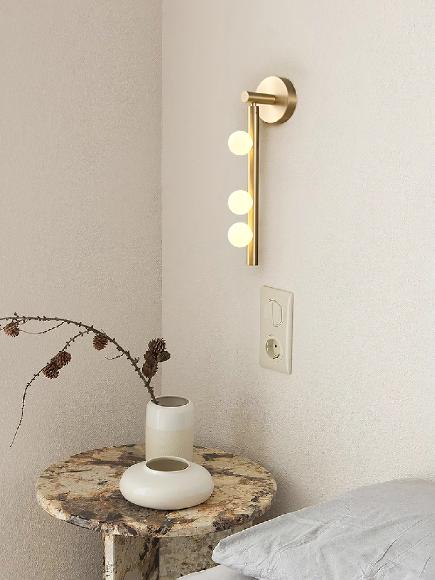 Pamela Tube Plug-in Brass Glass Wall Lamp - Neutralighting