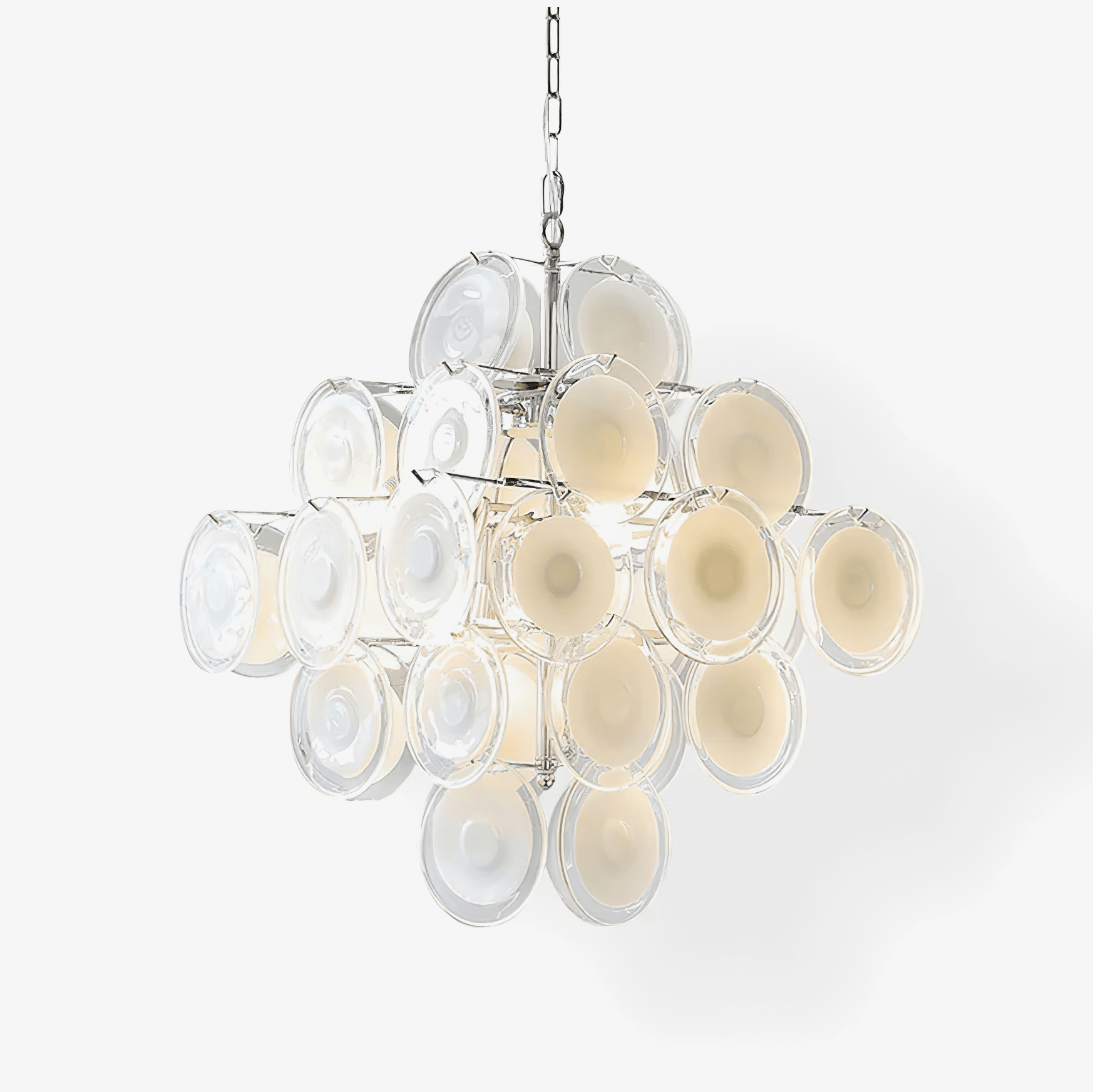 Aurora Chandelier White Murano Glass Discs Cluster - Letslighting