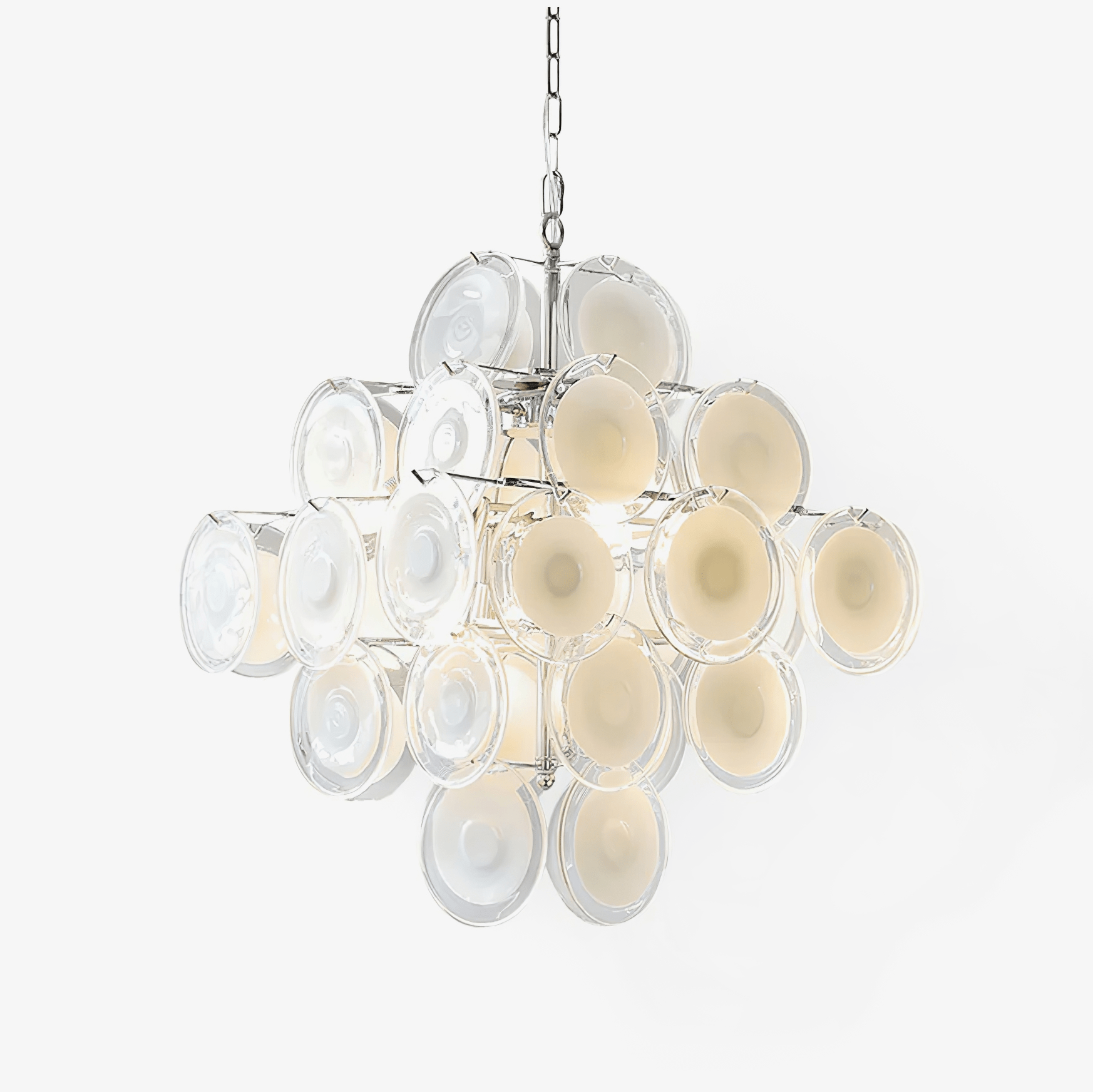 Aurora Chandelier White Murano Glass Discs Cluster - Letslighting