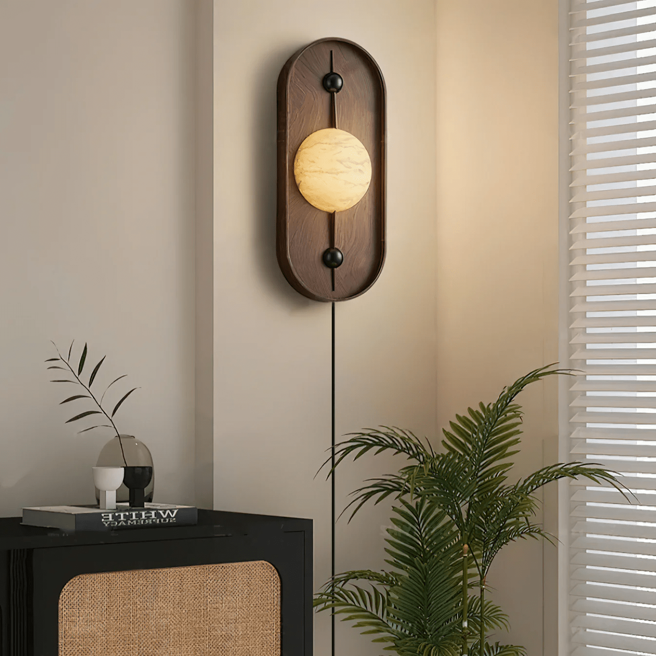 Lyvaran Oval Alabaster Wood Wall Light - Neutralighting