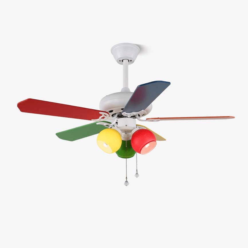 Plafonnier ventilateur ludique Carlo en finition blanche