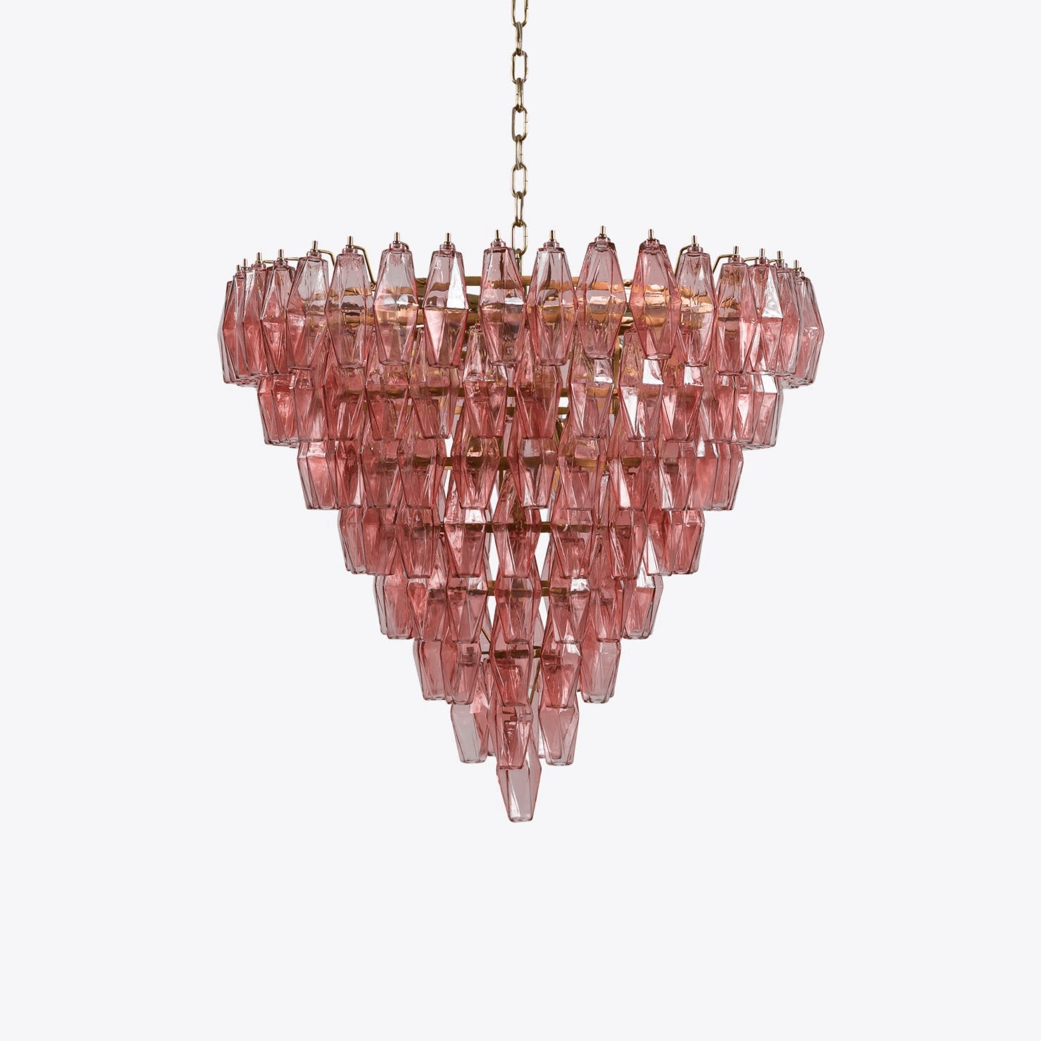 Aurora Chandelier Pink Faceted Glass Layered Vintage - Letslighting