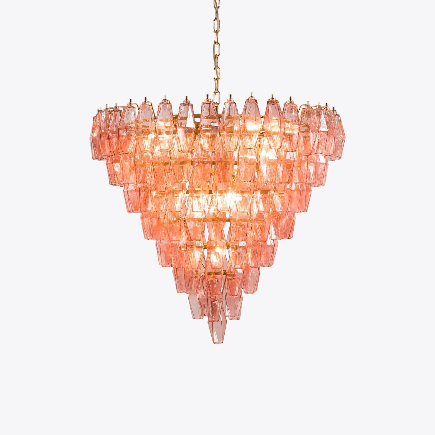 Aurora Chandelier Pink Faceted Glass Layered Vintage - Letslighting
