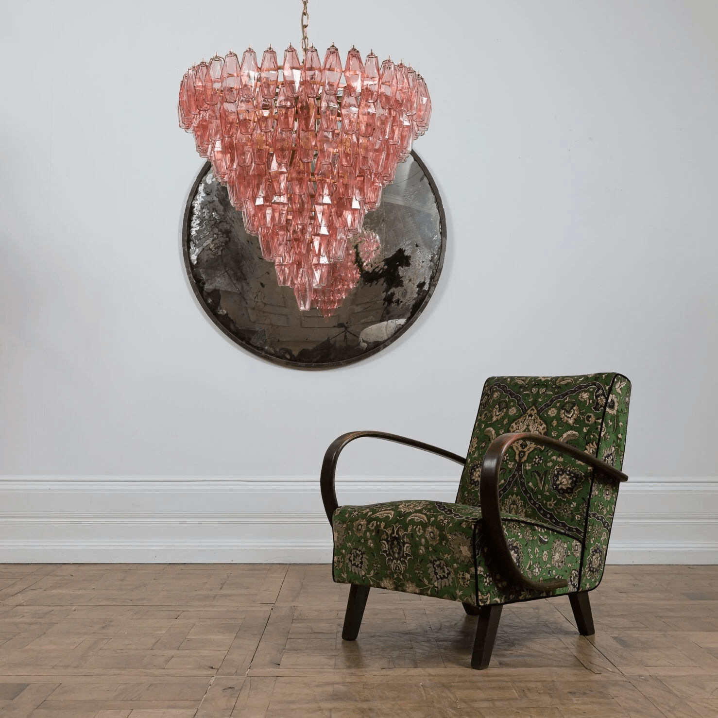 Aurora Chandelier Pink Faceted Glass Layered Vintage - Letslighting