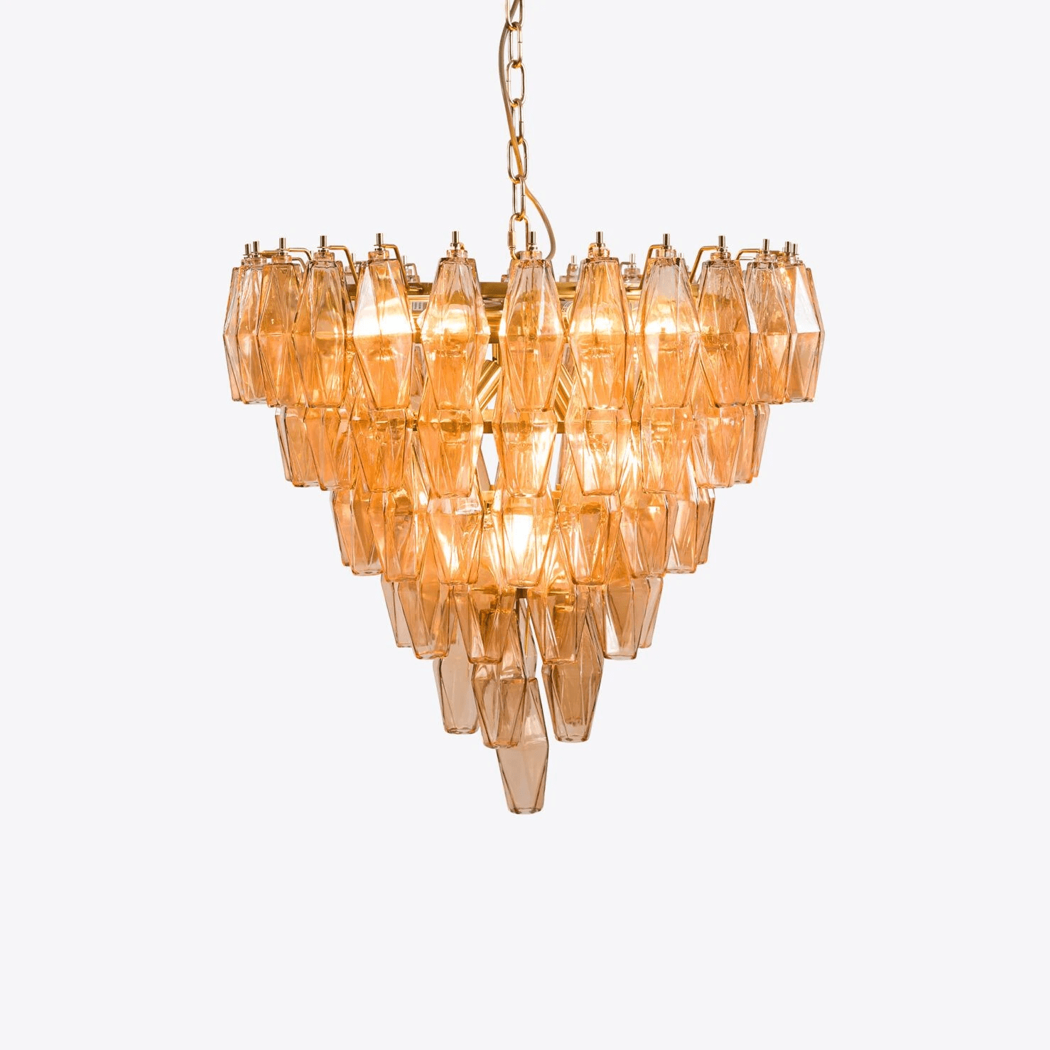 Aurora Chandelier Pink Faceted Glass Layered Vintage - Letslighting