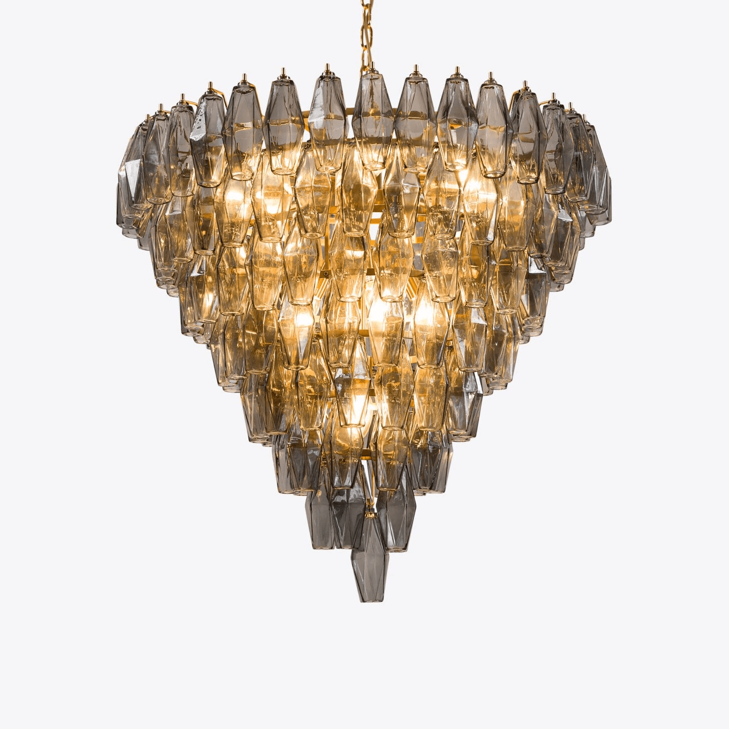 Aurora Chandelier Pink Faceted Glass Layered Vintage - Letslighting