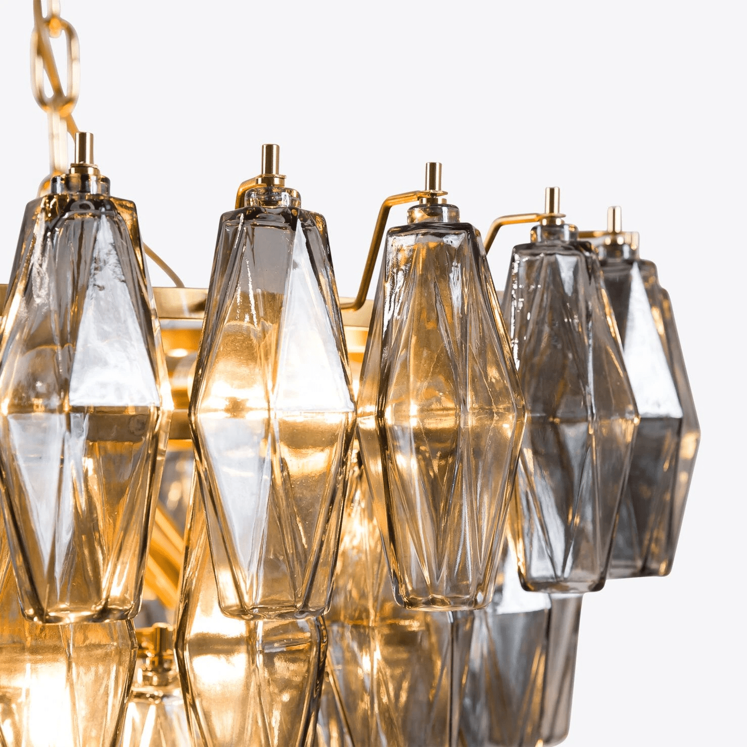 Aurora Chandelier Pink Faceted Glass Layered Vintage - Letslighting