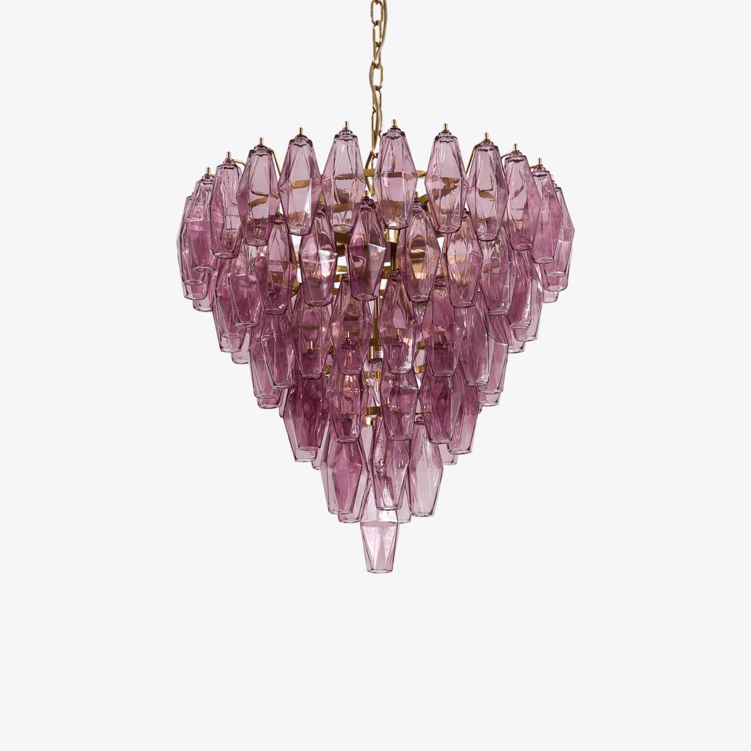 Aurora Chandelier Pink Faceted Glass Layered Vintage - Letslighting