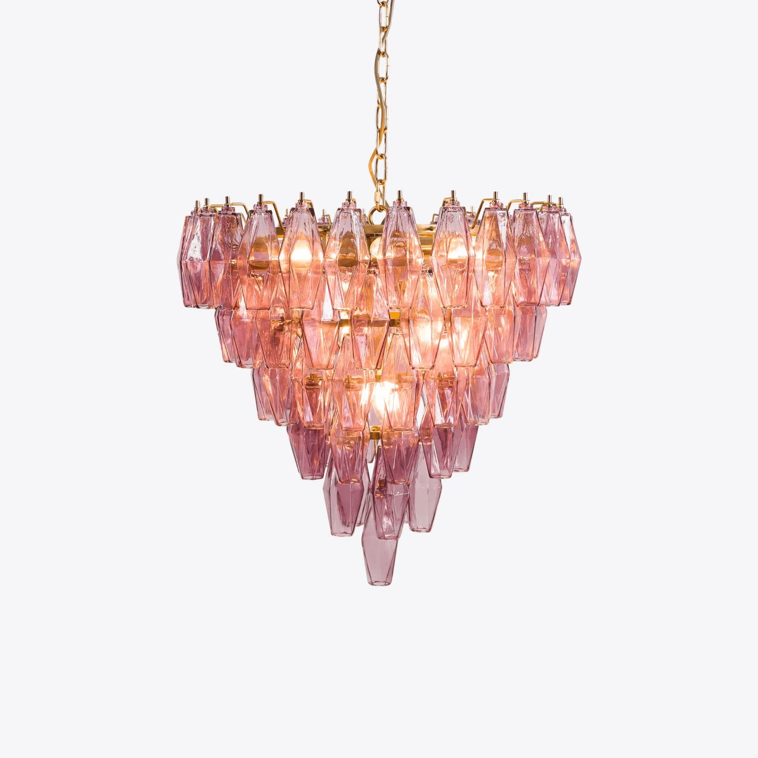 Aurora Chandelier Pink Faceted Glass Layered Vintage - Letslighting