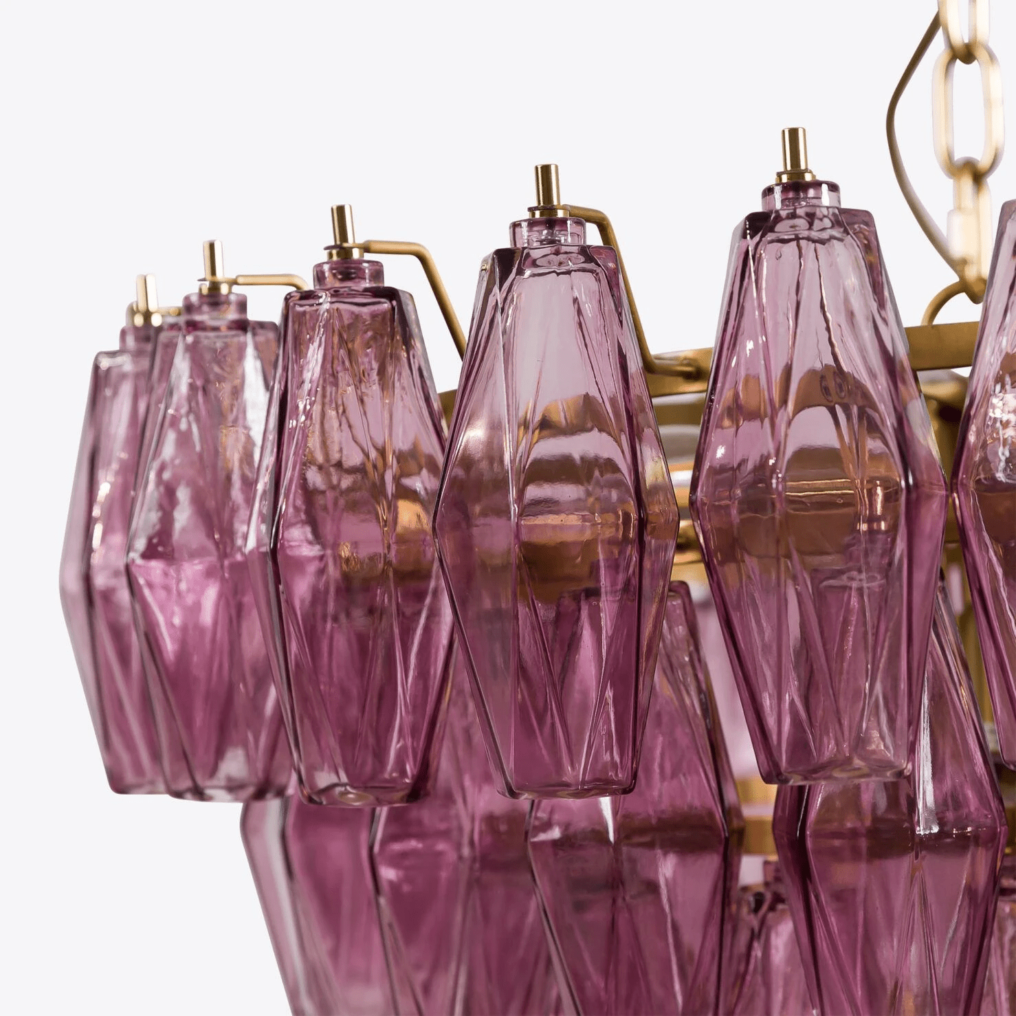 Aurora Chandelier Pink Faceted Glass Layered Vintage - Letslighting