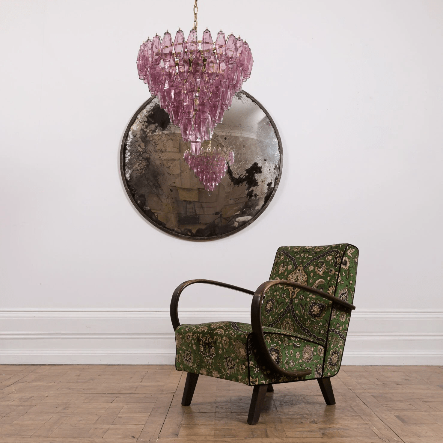 Aurora Chandelier Pink Faceted Glass Layered Vintage - Letslighting