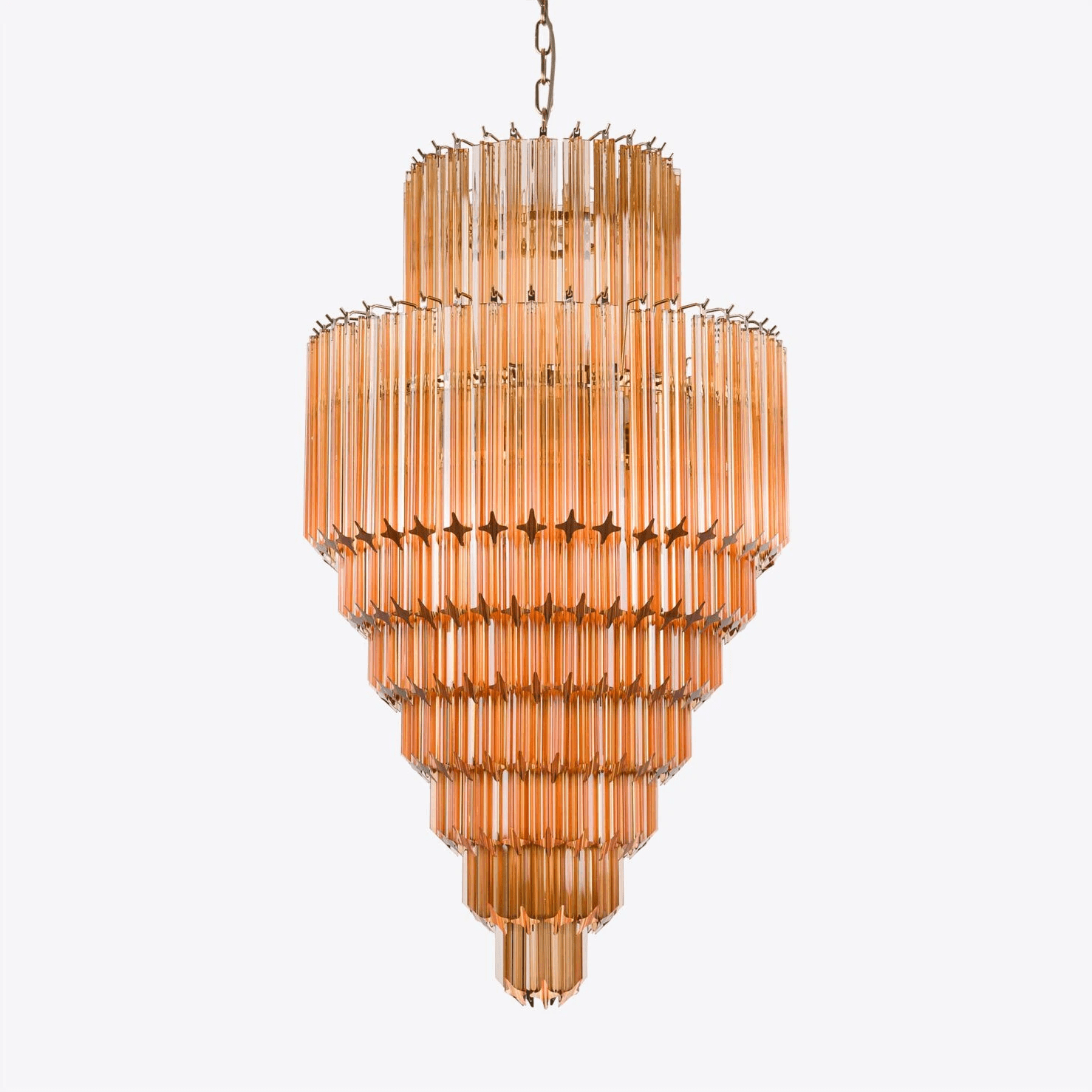 Aurora Chandelier Amber Diamond Glass Layered Retro - Letslighting