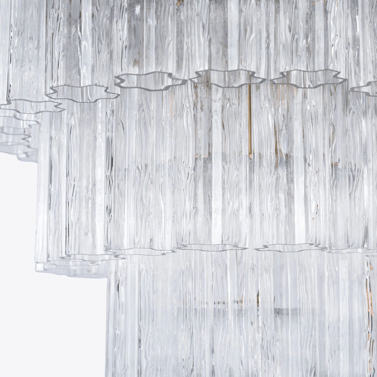 Aurora Chandelier Five Tier Fluted Glass Grande Mid Century - Letslighting