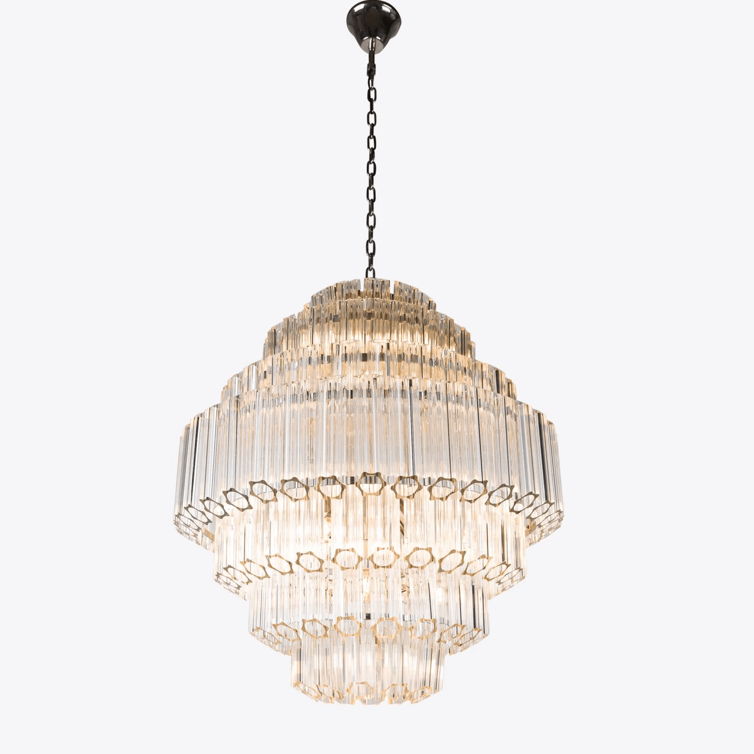 Aurora Chandelier Clear Glass Tube Layered Grande Vintage - Letslighting