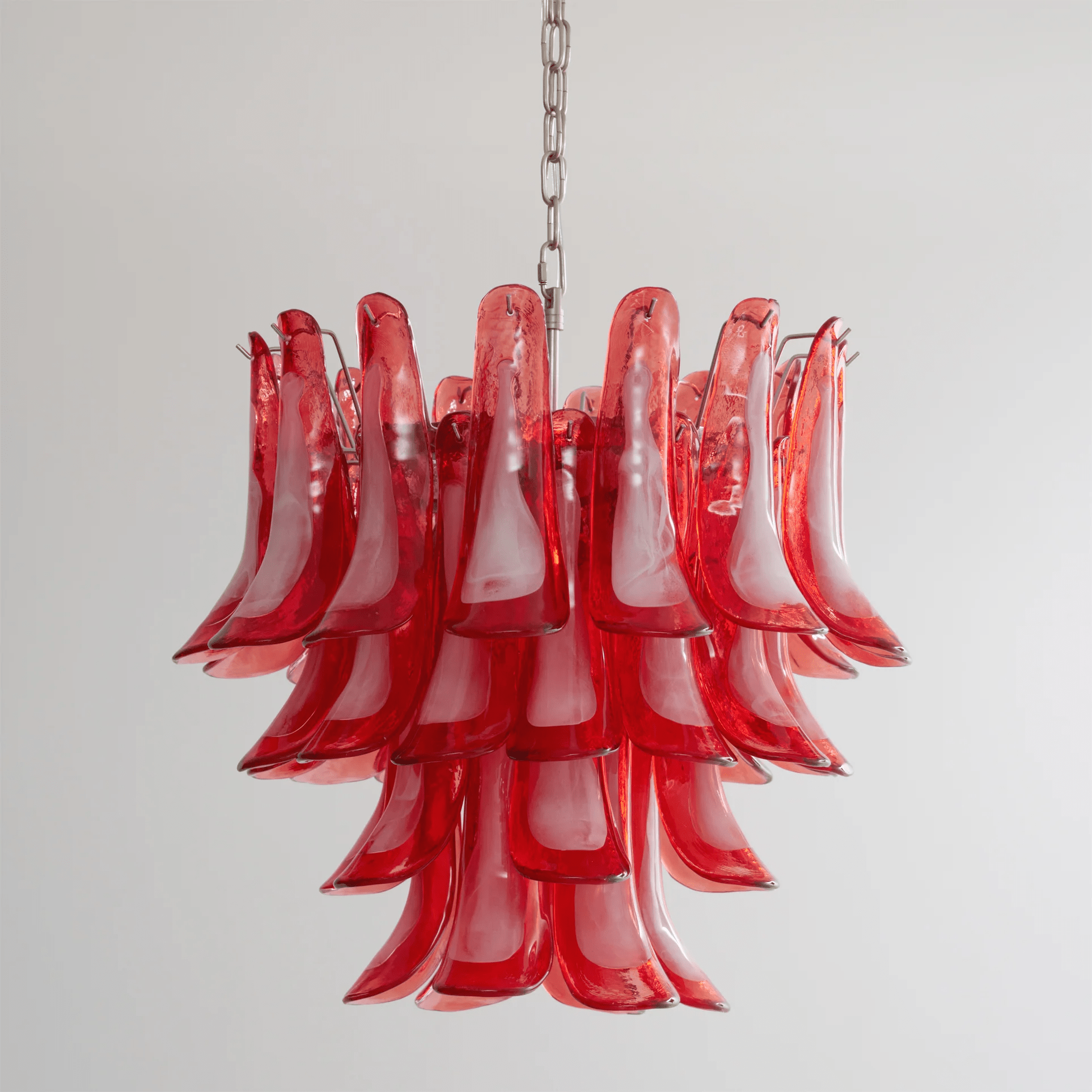 Aurora Chandelier Crimson Murano Glass Petals Layered Vintage - Letslighting